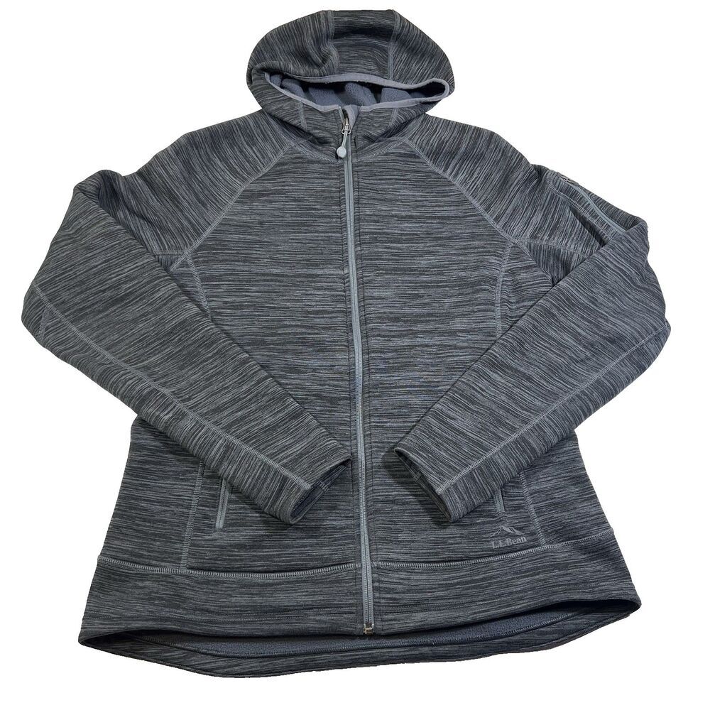 LL Bean Primaloft ThermaStretch Full Zip Gray Performance Hoodie Women's Large
